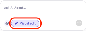 Visual edit toggle located at the AI Agent chat.