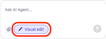 Visual edit toggle located at the AI Agent chat.