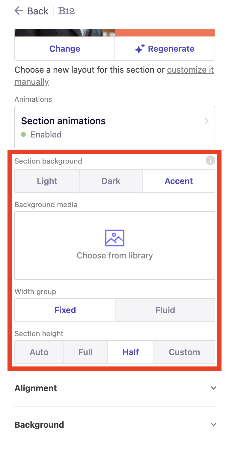 Updating section backgrounds [B12 2.0]