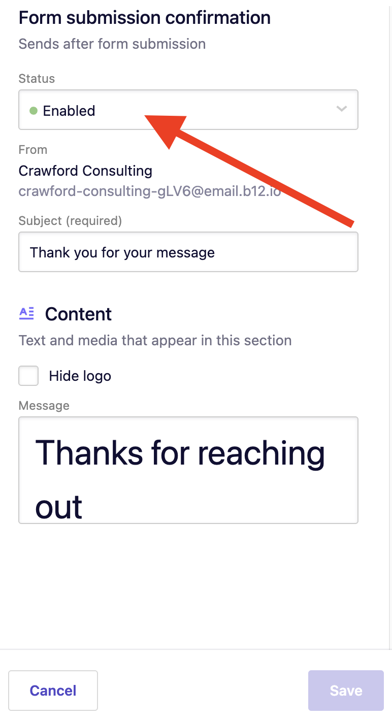 Editing form submission reply email template [B12 2.0]